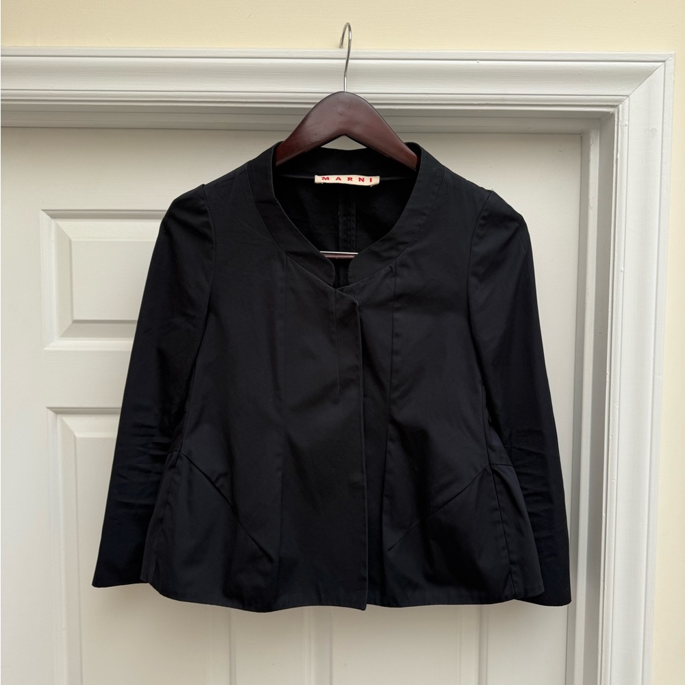Marni Black Cotton Blazer with Tailored Fit and Minimalist Design